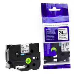 Muadil Etiket TZE-S251 (24mmX8m) Beyaz Etiket Siyah Yazı - TZE