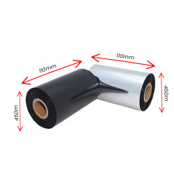 WX-10FBK Standart Wax Ribbon 110mm x 450m 1 inç Outside - WX-10FBK